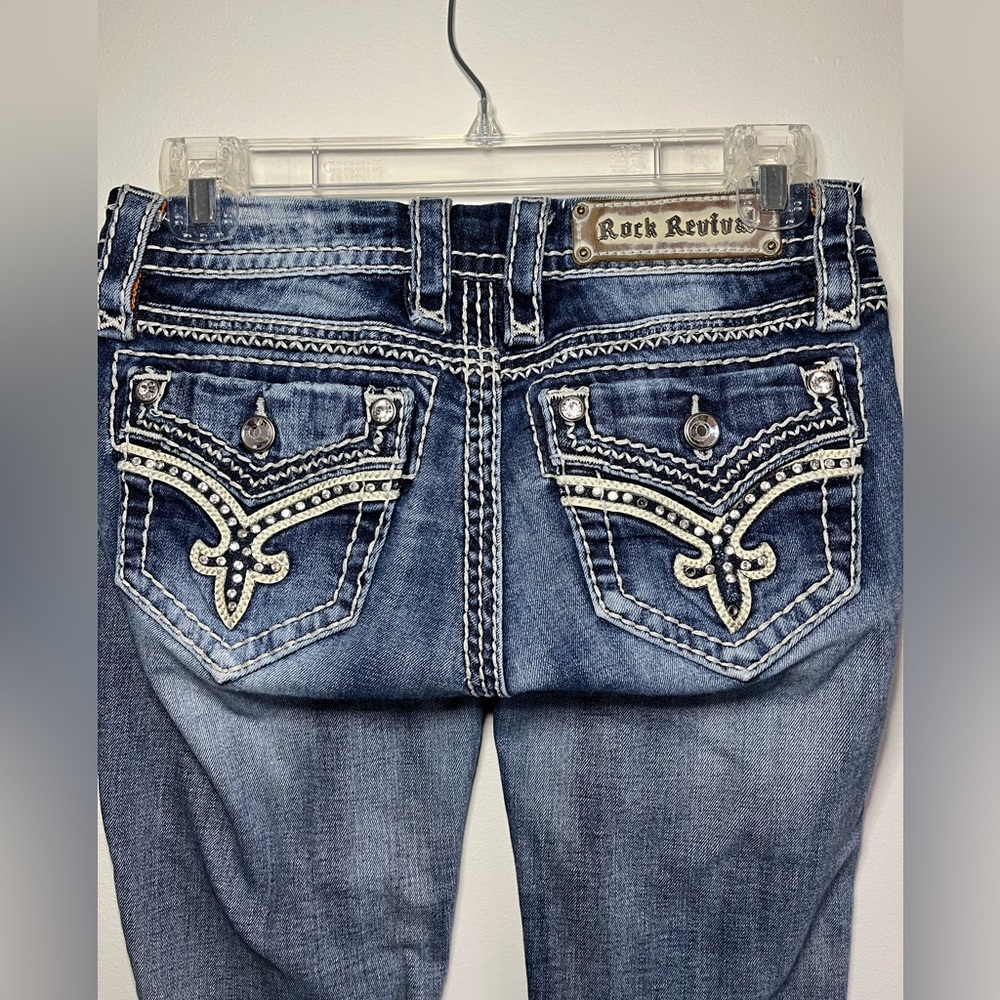 Rock Revival. Donna Bootcut Medium Distressed Wash Denim Jean. Size 26. - Picture 3 of 12